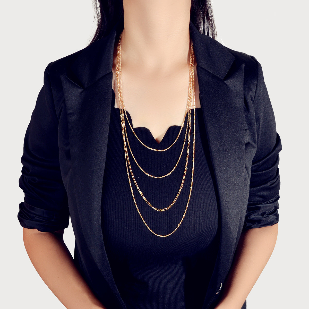 Gold Multi-layer Chain Necklace Boho Women Party Jewellery Accessories Choker-0