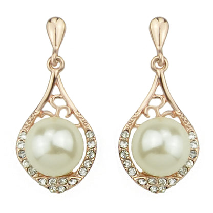Perfect Wedding and Engagement Jewellery Pearl Rhinestone Water Drop Earrings-0