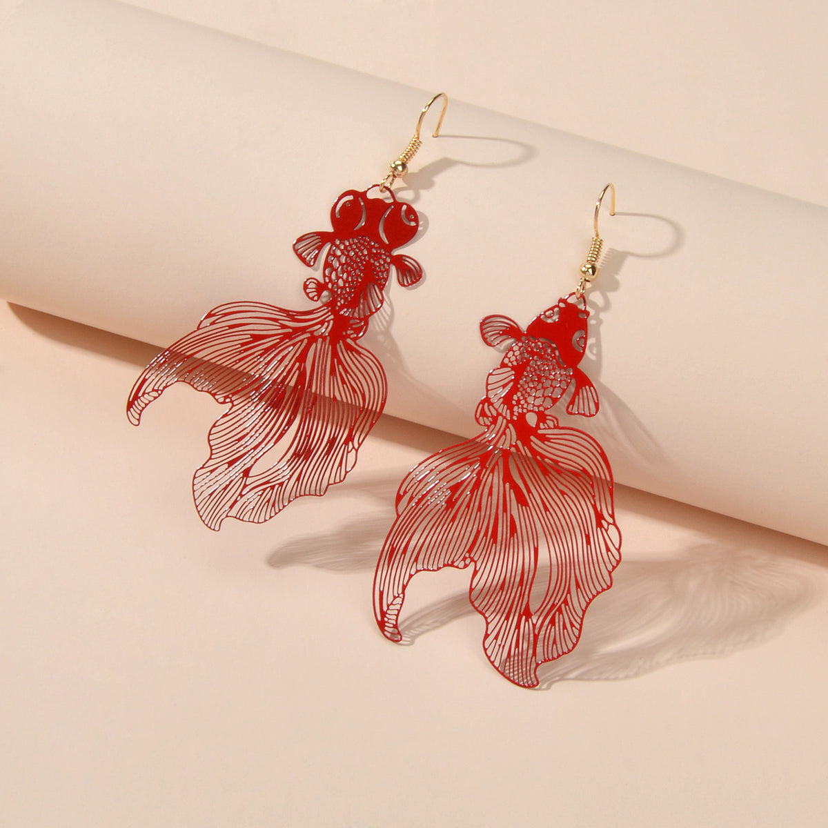 AU Stock Lovely Goldfish Shape Drop Dangle Earrings Hollow Fish Party Jewellery-1