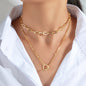 AU Post Punk Double layer Hip Hop Chunky Chain Buckle Necklace Bib Jewellery-4