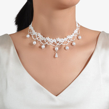 Black Lace Choker Water Drop Gothic Necklace Punk Collar Halloween Jewellery-5