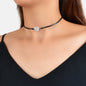 Boho Chic 90s Round Resin Black Pu Leather Grunge Collar Tattoo Choker Necklace-3
