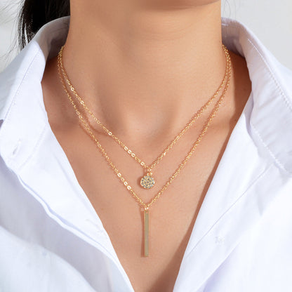 AU Local Double Layer Chain Round Charm Bar Drop Necklace Choker Party Jewellery-0