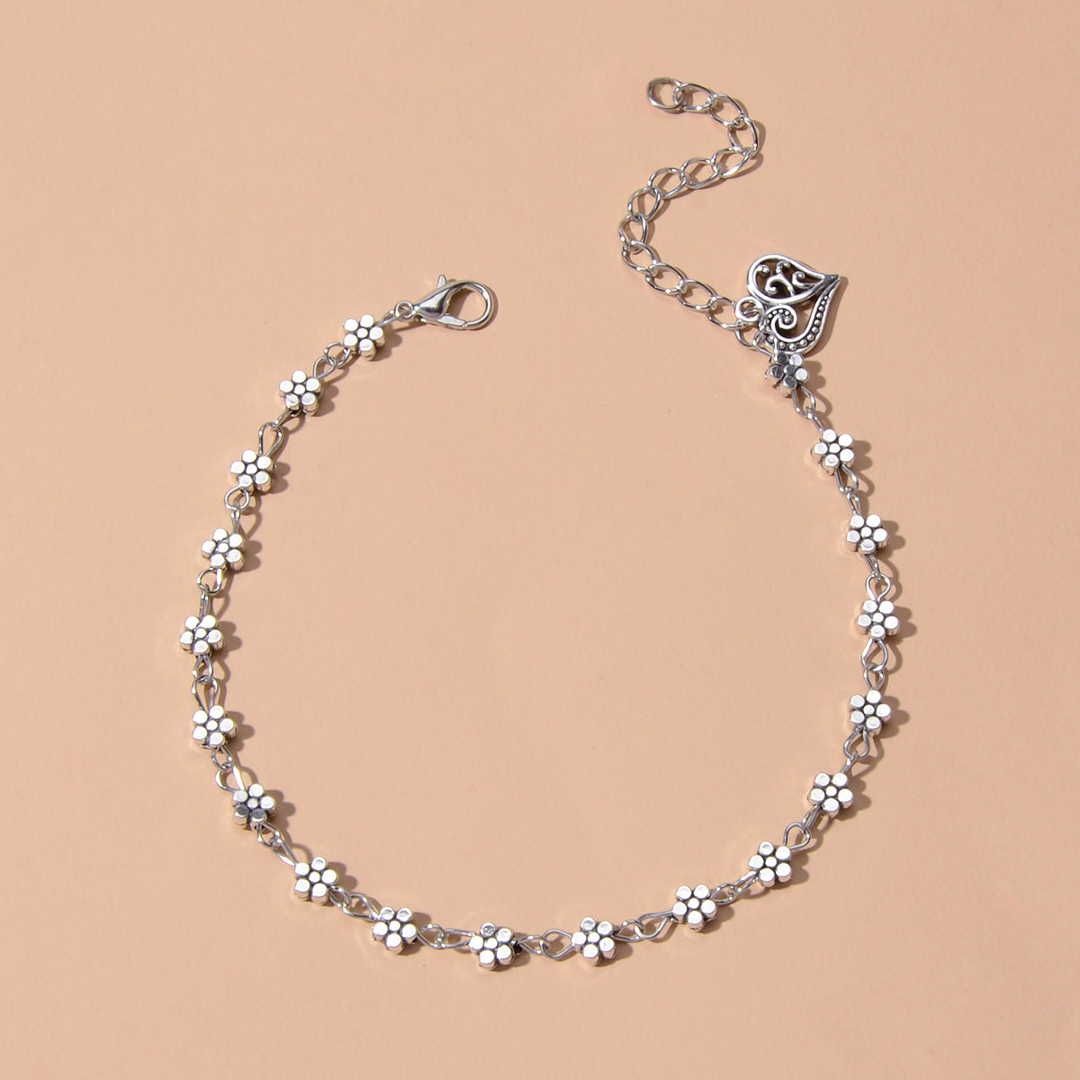 Feelontop Flower Infinity Endless Heart Charm Anklet Tribal Ethnic Foot Jewelry-1