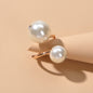 Engagement Jewellery Gift Simulated Pearl Women Wedding Promise Gold Finger Ring-0