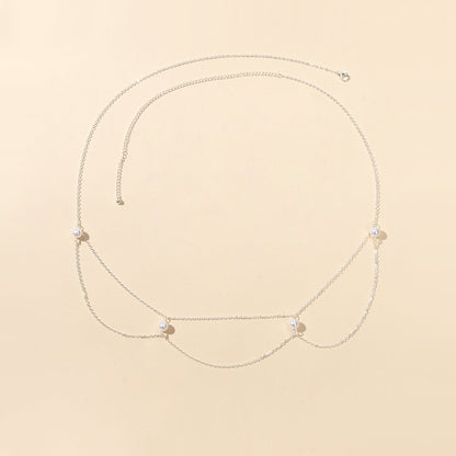 AU Local Multilayer Body Belly Jewellery Adjustable Waist Chain Pearl Body Chain-5