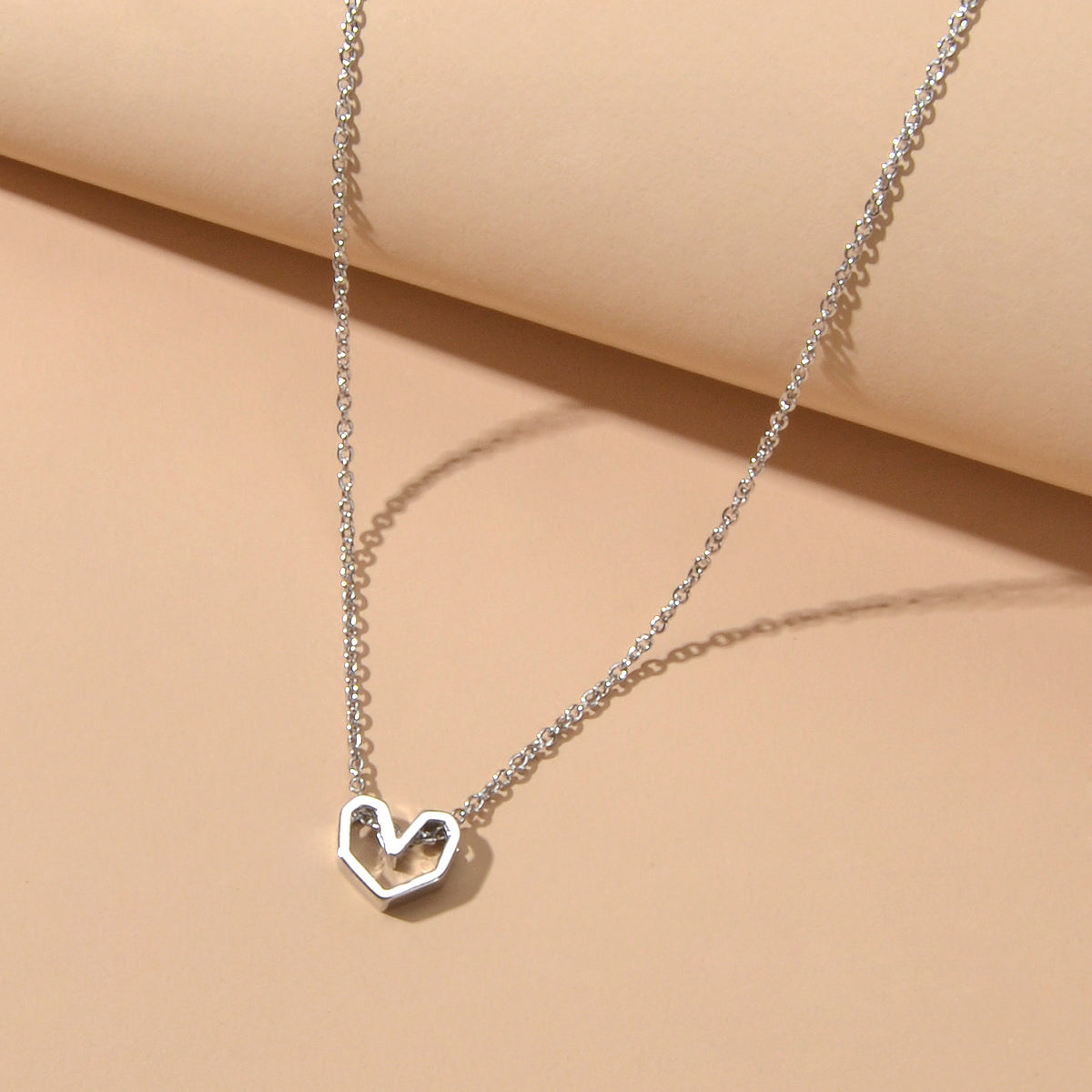 Gold Silver Simple Love Heart Charm Necklace Minimalist Wedding Party Jewellery-4