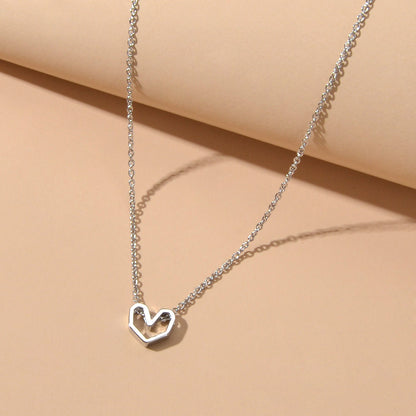 Gold Silver Simple Love Heart Charm Necklace Minimalist Wedding Party Jewellery-4