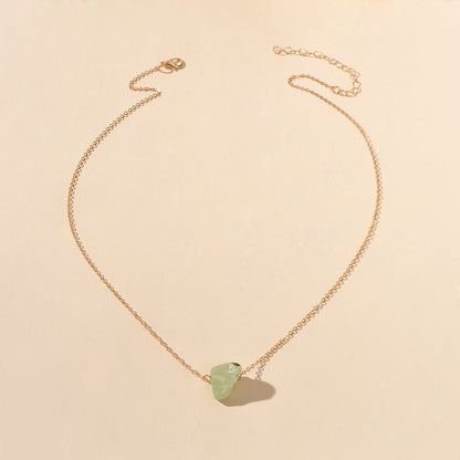 Gold Chain Natural Geometric Stone Crystal Charm Necklace Teens Collar Jewellery-3