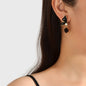 Elegant Black Blue Enamel Butterfly Square Imitation Gemstone Dangle Earrings-1