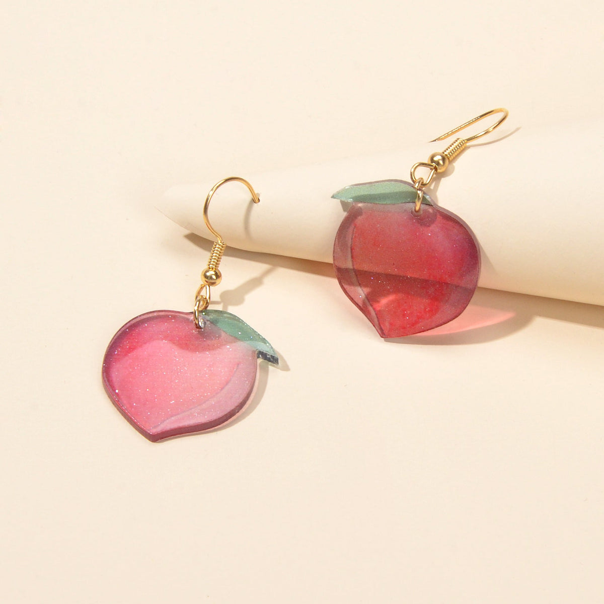 Women Party Decoration Pink Resin Peach Dangle Earrings Best Friends Funny Gifts-3