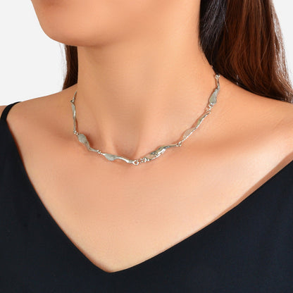 Statement Jewellery Silver Geometric Short Collar Choker Punk Trendy Necklace-0