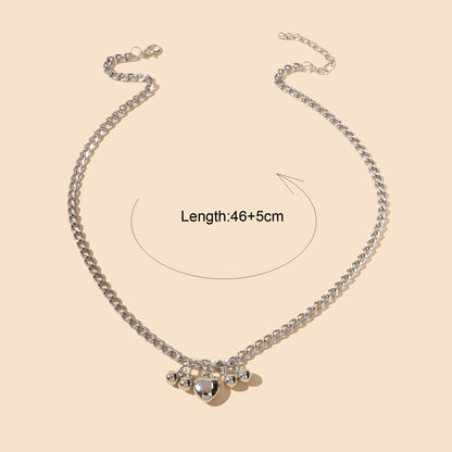 Designer Jewellery Punk Chain Beads Heart Pendant Women Collar Trendy Necklace-2