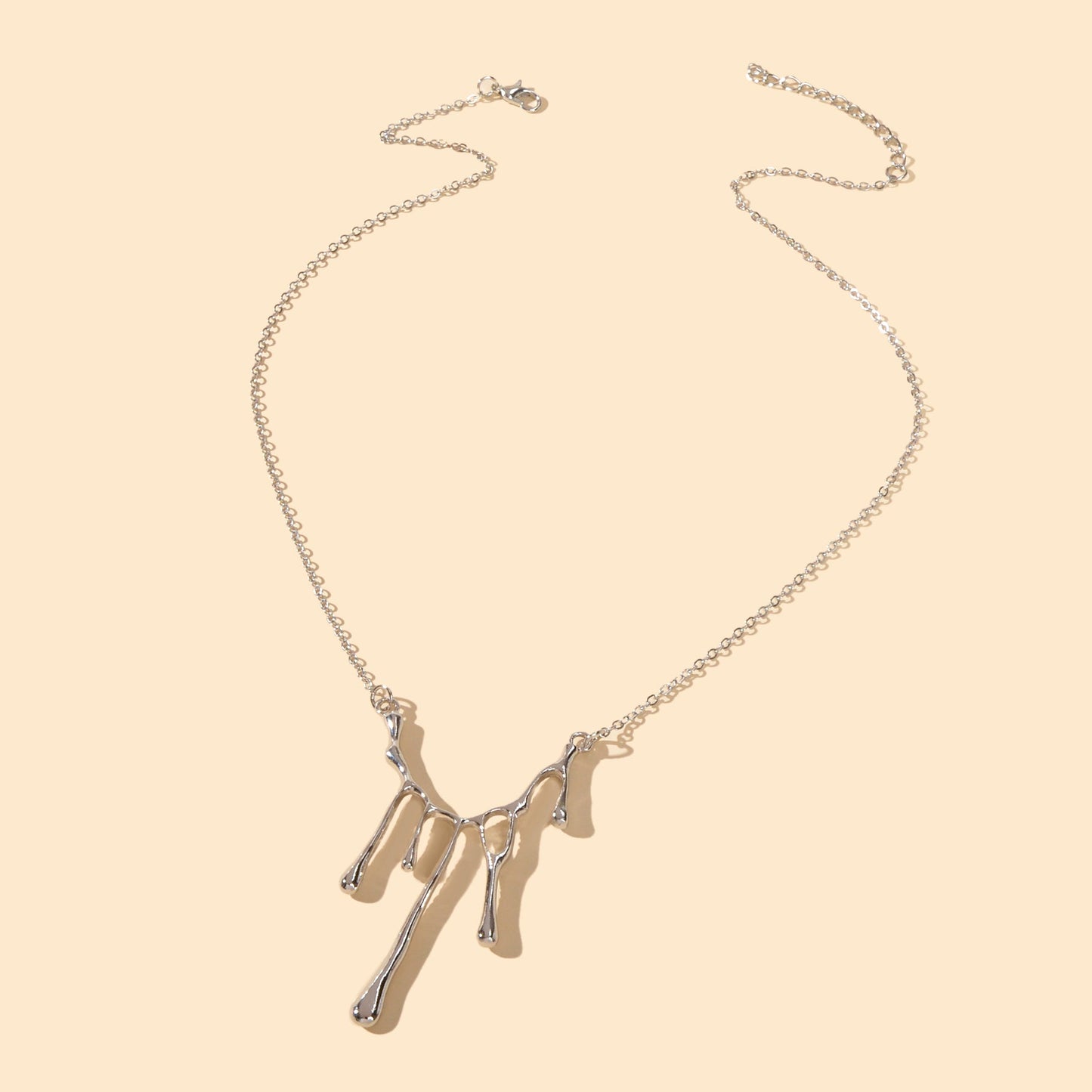 Personality Creative Silver Chain Irregular Geometric Charm Grunge Rock Necklace-1