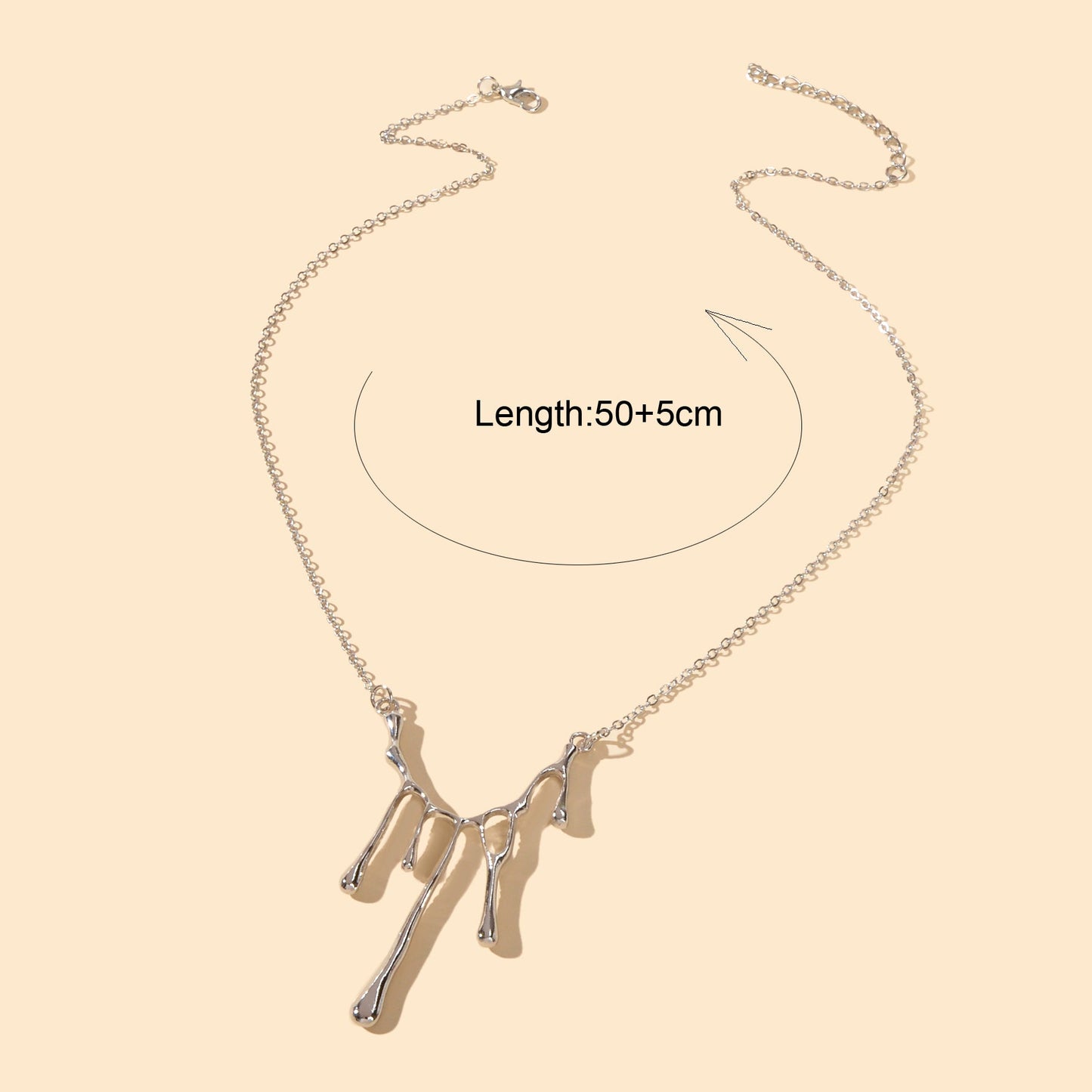 Personality Creative Silver Chain Irregular Geometric Charm Grunge Rock Necklace-2