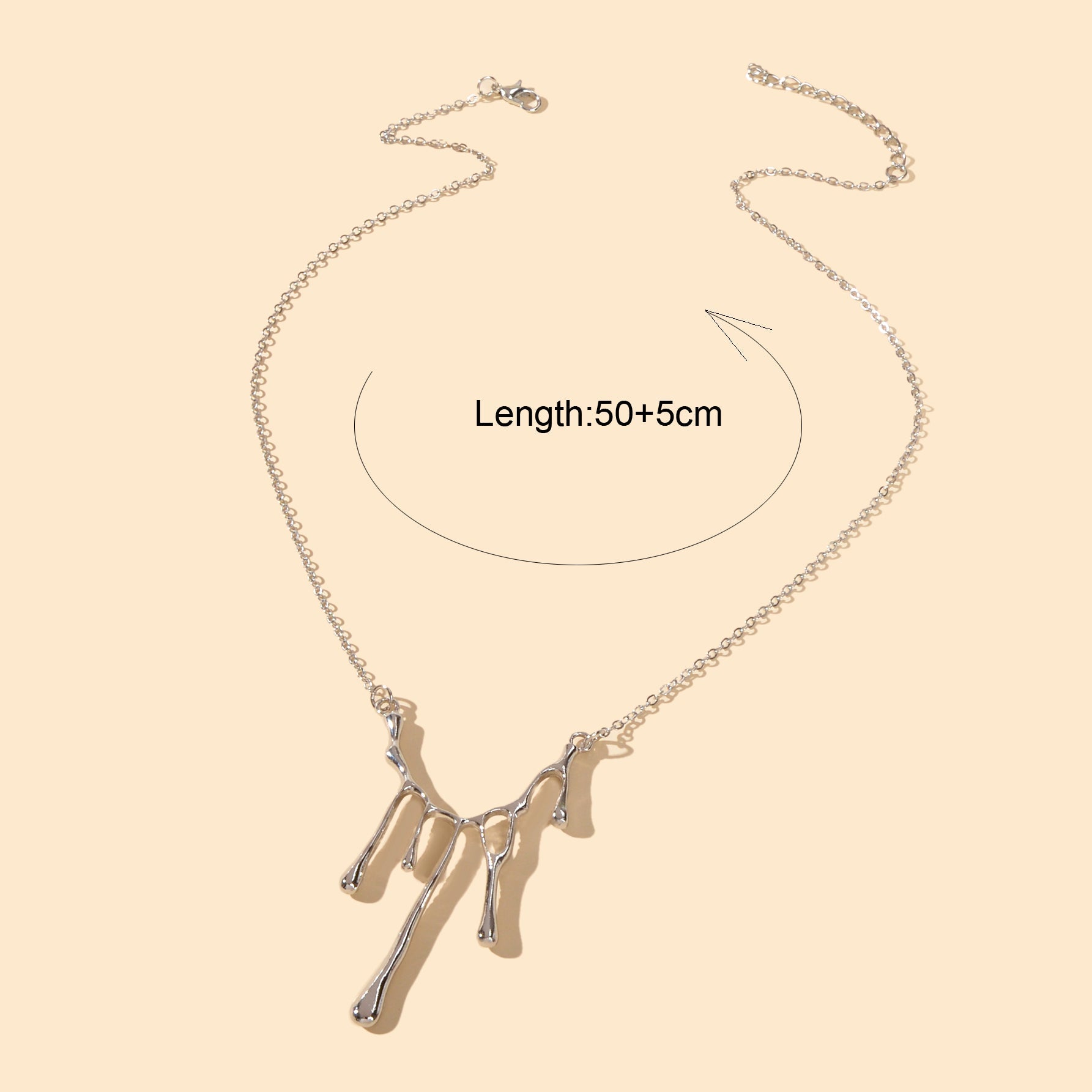 Personality Creative Silver Chain Irregular Geometric Charm Grunge Rock Necklace-2