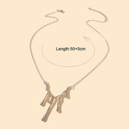Personality Creative Silver Chain Irregular Geometric Charm Grunge Rock Necklace-2