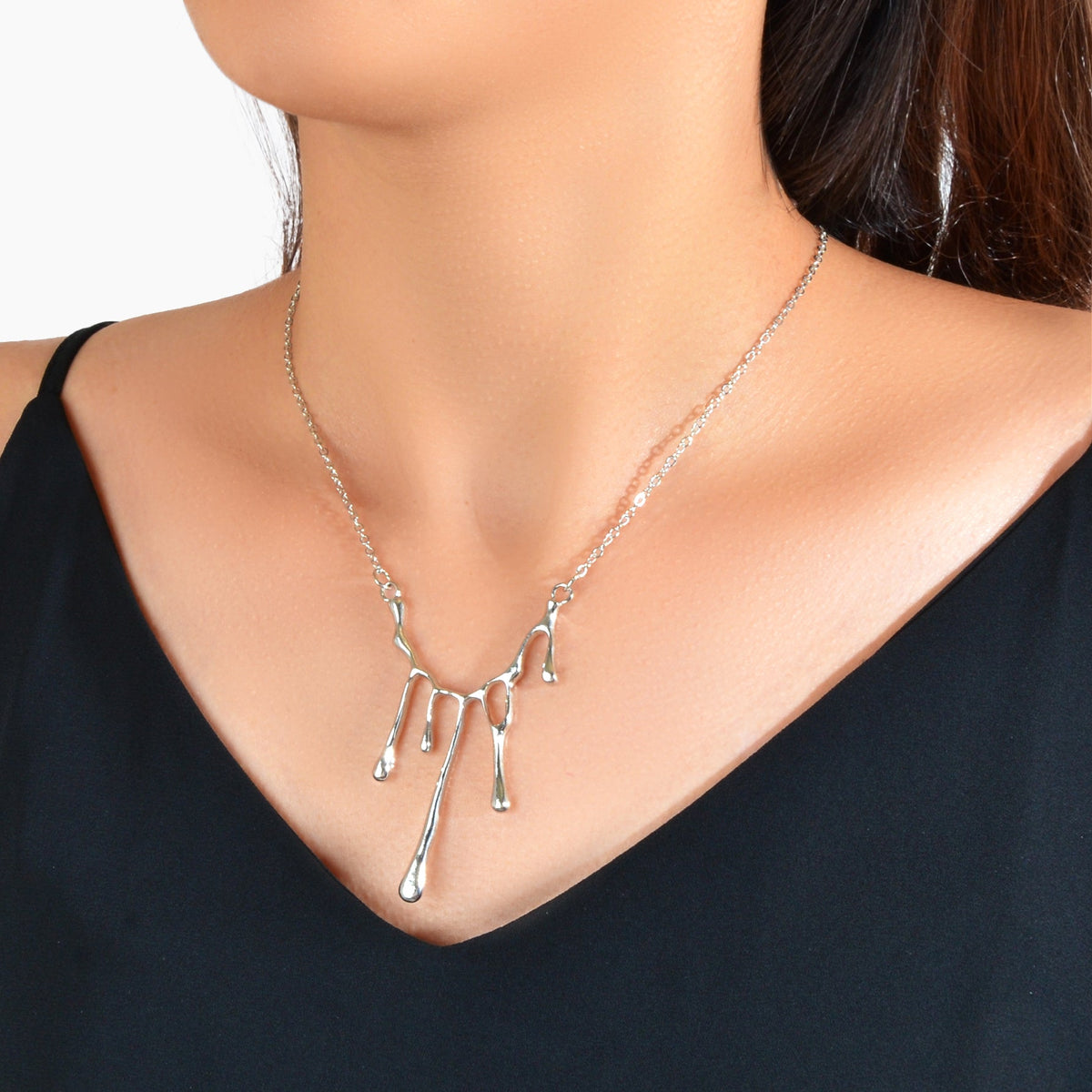 Personality Creative Silver Chain Irregular Geometric Charm Grunge Rock Necklace-0