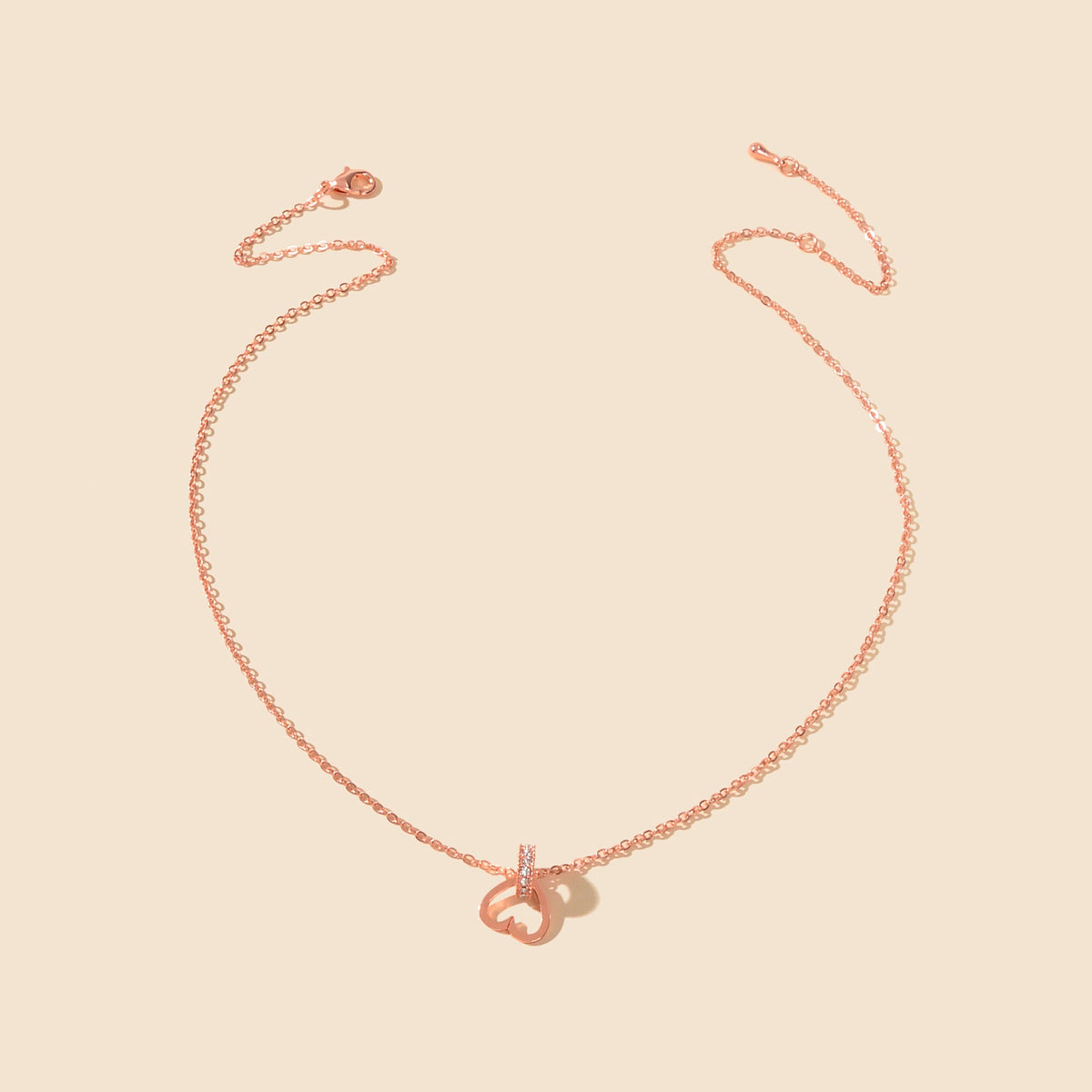Wedding Bridal Jewelry Rosegold Chain Rhinestone Circle Heart Clavicle Necklace-1