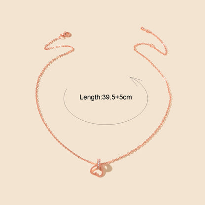 Wedding Bridal Jewelry Rosegold Chain Rhinestone Circle Heart Clavicle Necklace-2