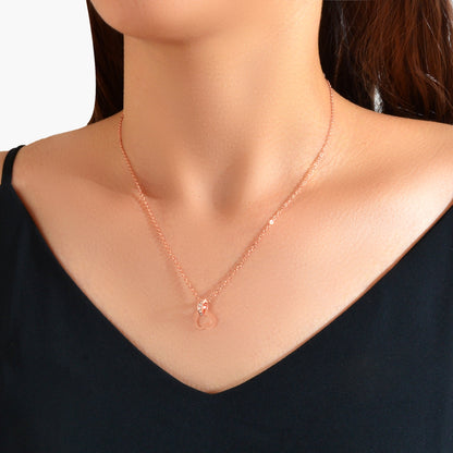 Wedding Bridal Jewelry Rosegold Chain Rhinestone Circle Heart Clavicle Necklace-0
