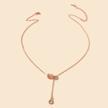 Valentine's Day Women Girl Gift Jewellery Rhinestone Rosegold Chain Necklace-2
