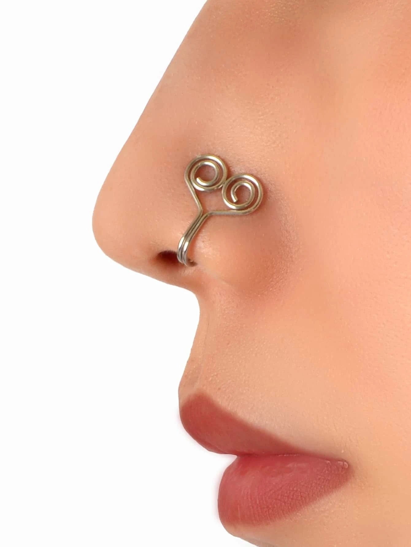 Heart Stainless Steel Clip On Nose Ring Lip Ear Body Non Piercing Jewellery Gift-5