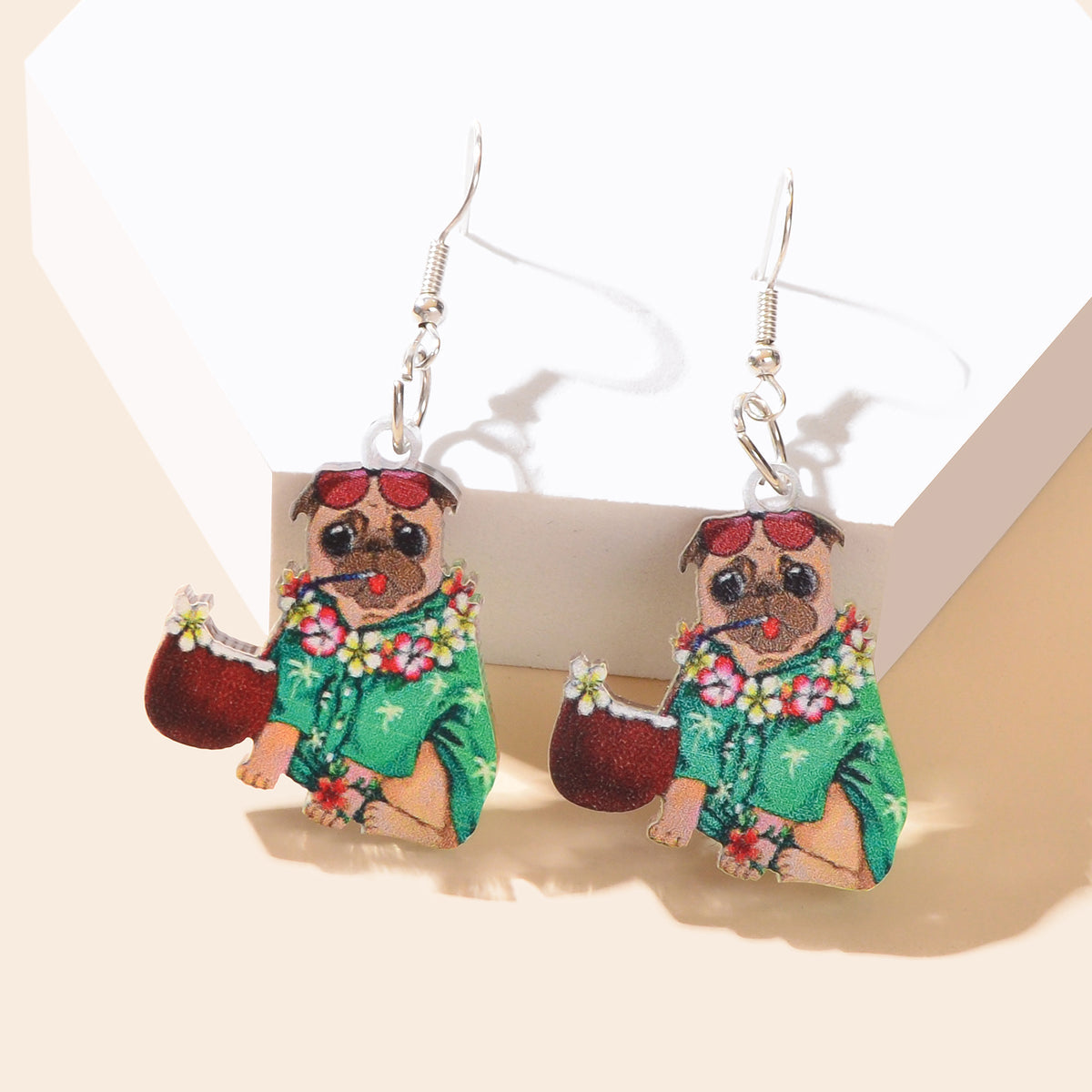 Lovely Colorful Acrylic Puppy Dangle Drop Earrings Holiday Dog Animals Jewellery-0