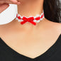 90s White Lace Flower Black Velvet Bowknot Tattoo Choker Necklace Grunge Collar-5