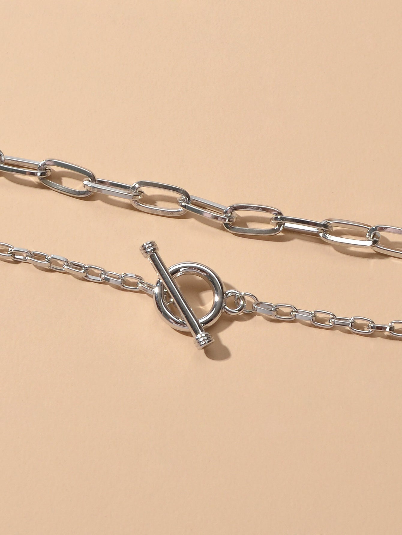 AU Post Punk Double layer Hip Hop Chunky Chain Buckle Necklace Bib Jewellery-3