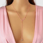Feelontop Jewellery Silver Chain Rhinestone Fringe Y Necklace Women Accessories-6
