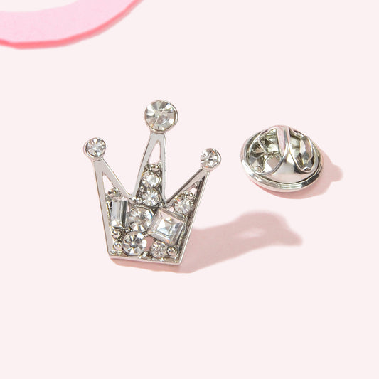 Tiara Crown Brooch Mini Rhinestone Sweater Scarves Collar Corsage Clasp Clips-0