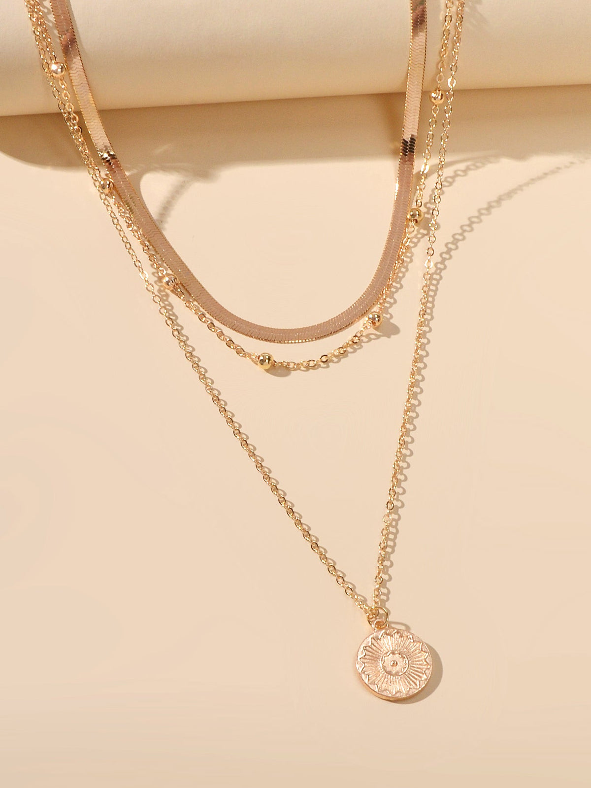 Boho Chic Jewelry Gold Silver Metal Multi-layer Chain Coin Disc Pendant Necklace-4
