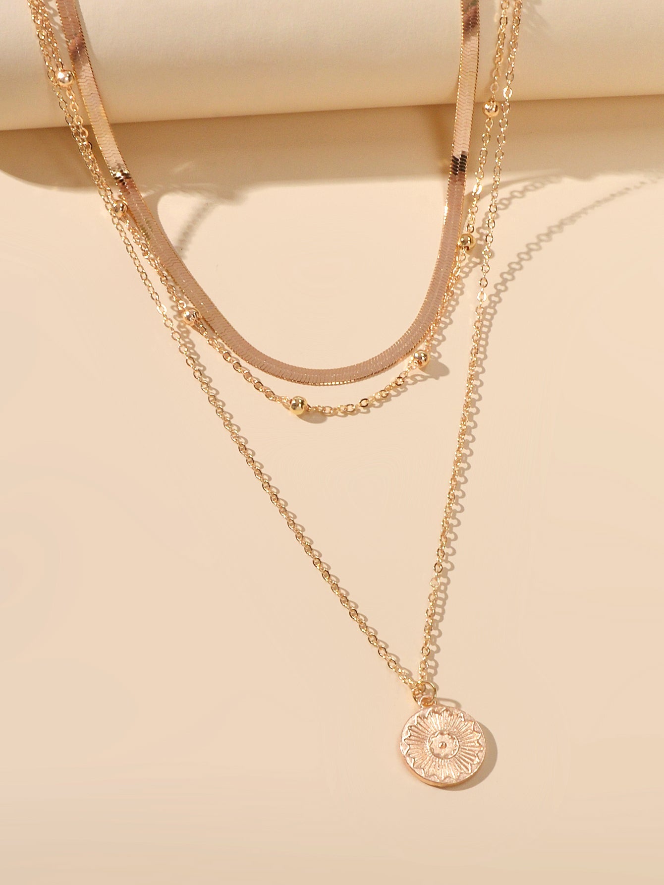 Boho Chic Jewelry Gold Silver Metal Multi-layer Chain Coin Disc Pendant Necklace-4