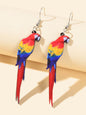 Bohemian Funny Multi-colored Acrylic Parrot Big Dangle Holiday Party Earrings-0
