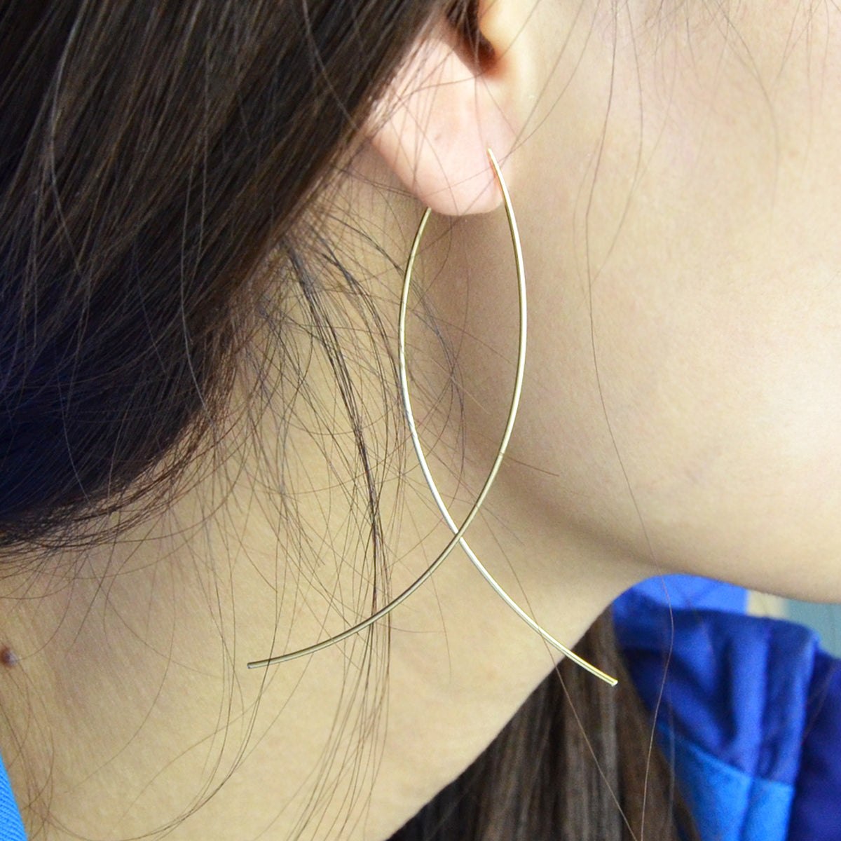Statement Gold Silver Black Metal Cross Minimalist Hoop Earrings for Women Party-0