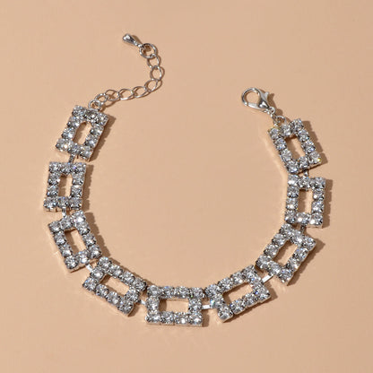 Textured Full Simulated Cubic Zirconia Silver Chain Collection Tennis Bracelets-5