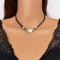 Ethnic Black Rope Handmade Turquoise Beads Shell Collar Necklace African Jewelry-0