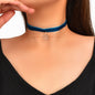 Retro Royal Blue Tattoo Velvet Choker Gold Chain Snowflake Charm Layer Necklace-0