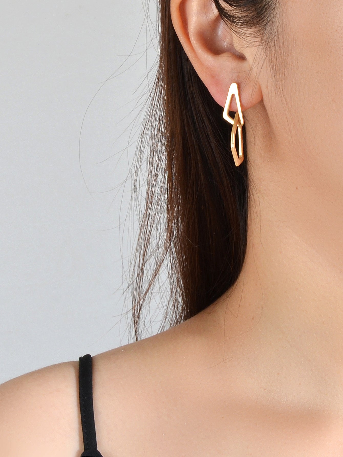 Female Gift Minimalist Gold Metal Geometric Stud Statement Personality Earrings-0
