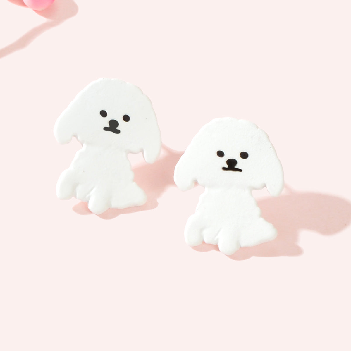 Tiny White Dog Puppy Stud Earrings Cute Teens Girls Women Dainty Jewellery Gift-0