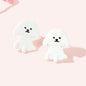 Tiny White Dog Puppy Stud Earrings Cute Teens Girls Women Dainty Jewellery Gift-0