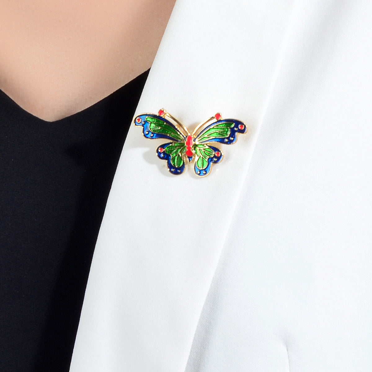 Beautiful Green Butterfly Pins Brooches Insect Safety Pin Lapel For Coat Scarf-0