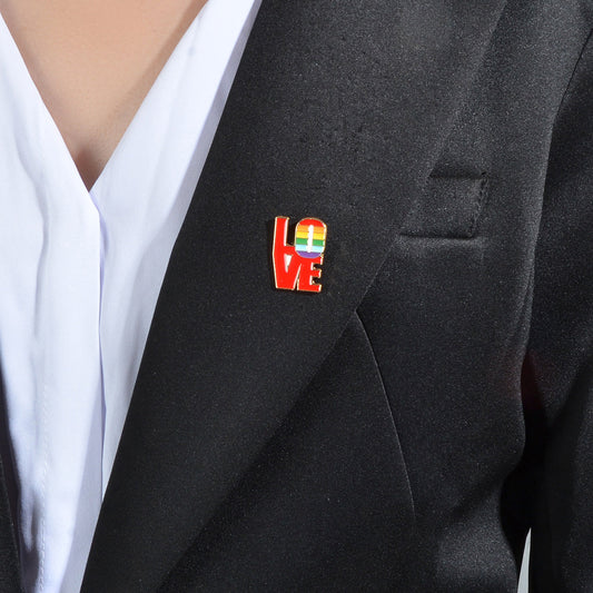 Fashion Accessory Red Enamel Love Letter Brooch Pin Lapel Badge Cool Jacket Pins-0
