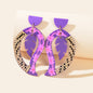 Purple Acrylic Feather Shape Earrings Statement Jewelry Party Costume Accessory-0