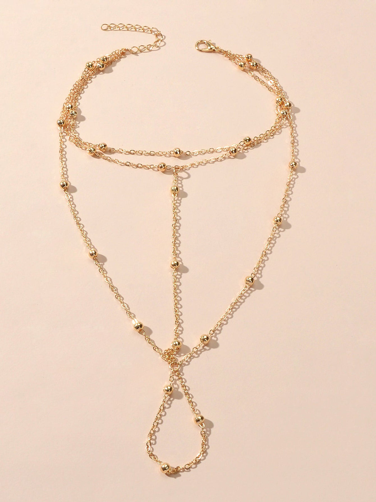 1pc Gold Chain Boho Layered Anklet with Toe Foot Jewellery Barefoot Sandal Ankle-1