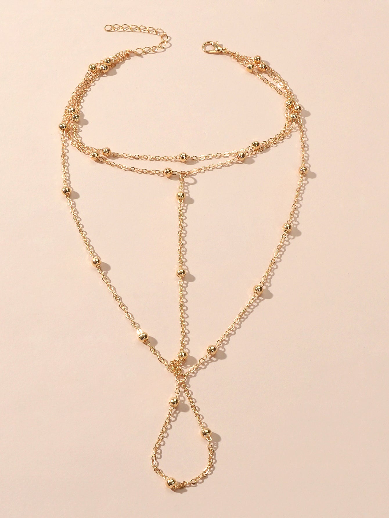 1pc Gold Chain Boho Layered Anklet with Toe Foot Jewellery Barefoot Sandal Ankle-1