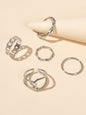 Minimalist Punk 5 pcs Trendy Gold Silver Stackable Multiple Midi Finger Ring Set-0