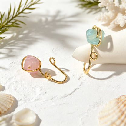 Irregular Stone Ear Cuffs No Piercing Cartilage Ear Clips Gold Earrings Jewelry-1