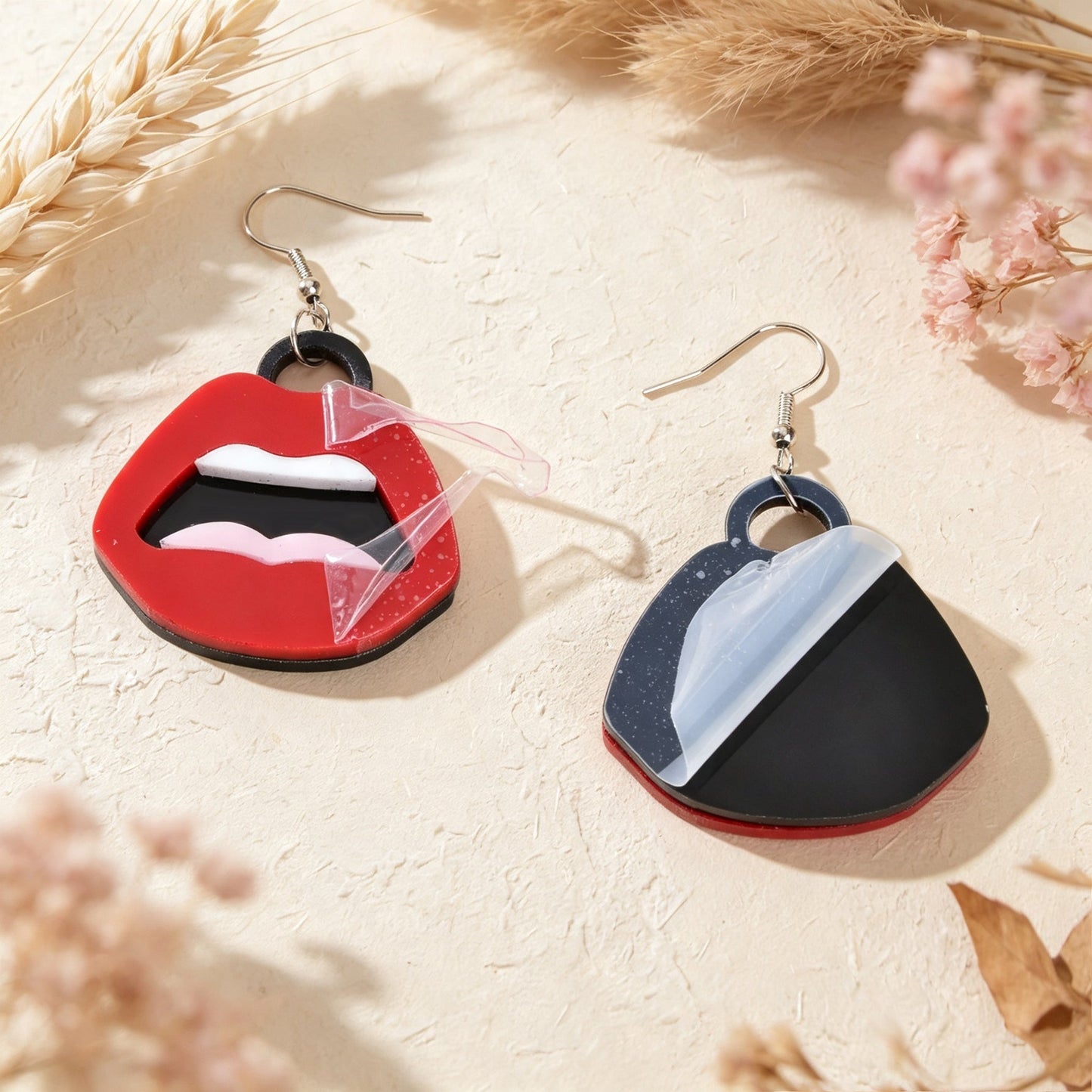 Y2k  Big Red Lips Earrings Halloween Jewelry Music Festival Party Club Cosplay Accessories-1